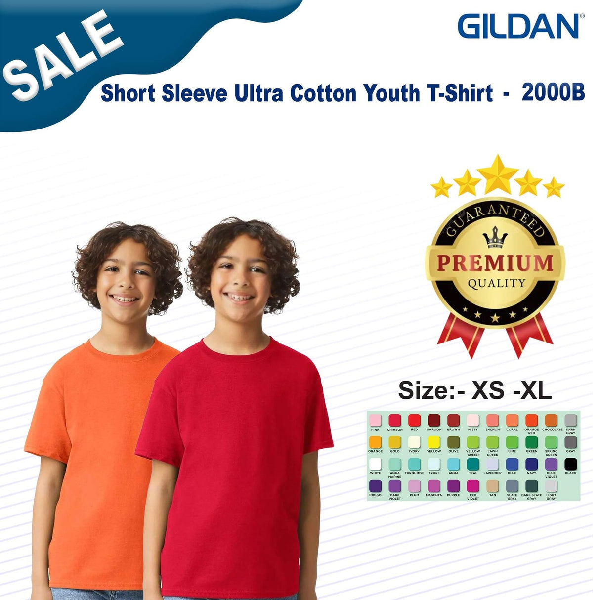 Gildan® Youth Ultra Cotton Crewneck Short Sleeve T-Shirt