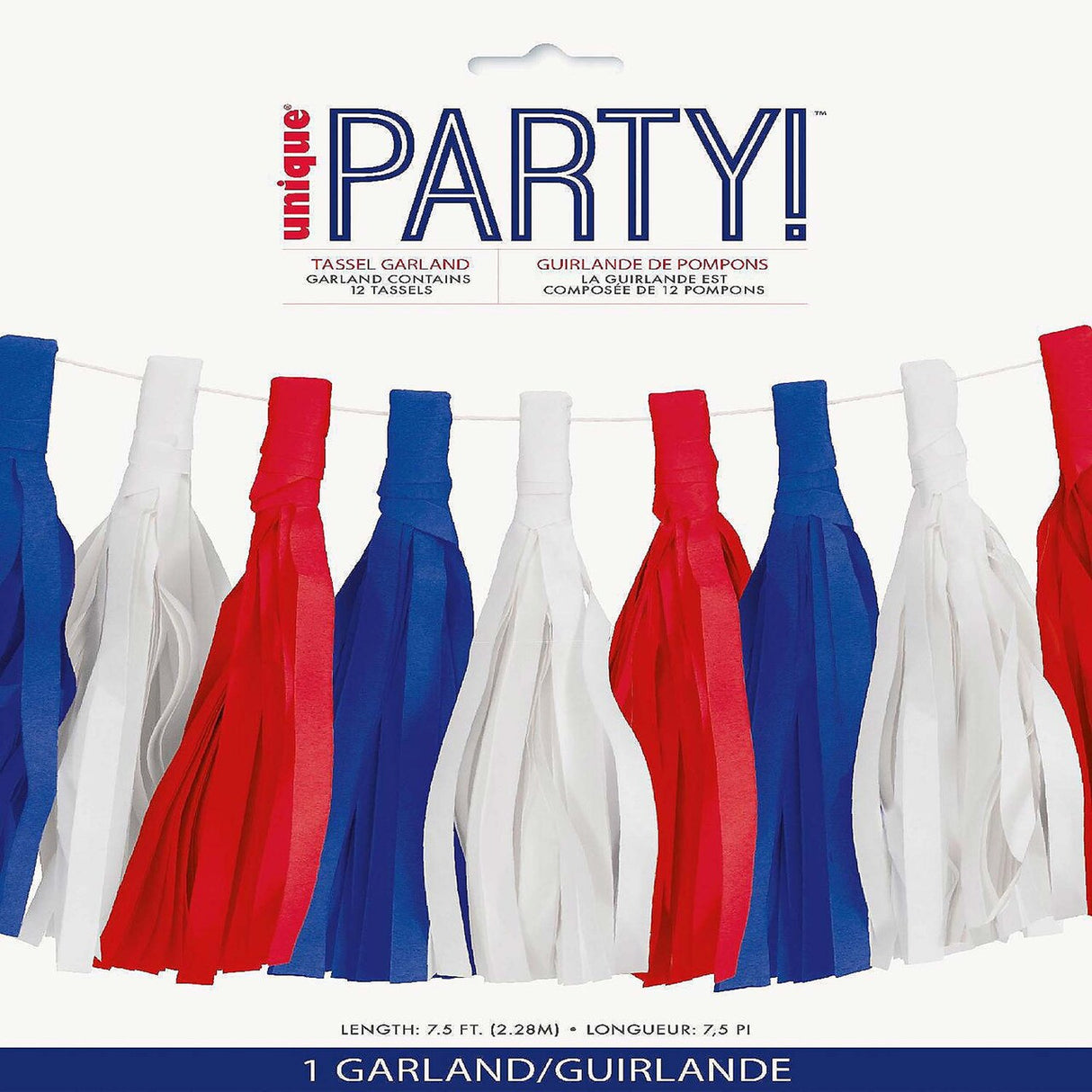 Patriotic Paper Tassel Garland 7Ft