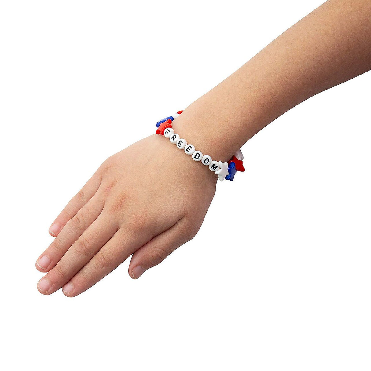 Patriotic Plastic Red, White & Blue Beaded Bracelet Assortment – 12 Pieces