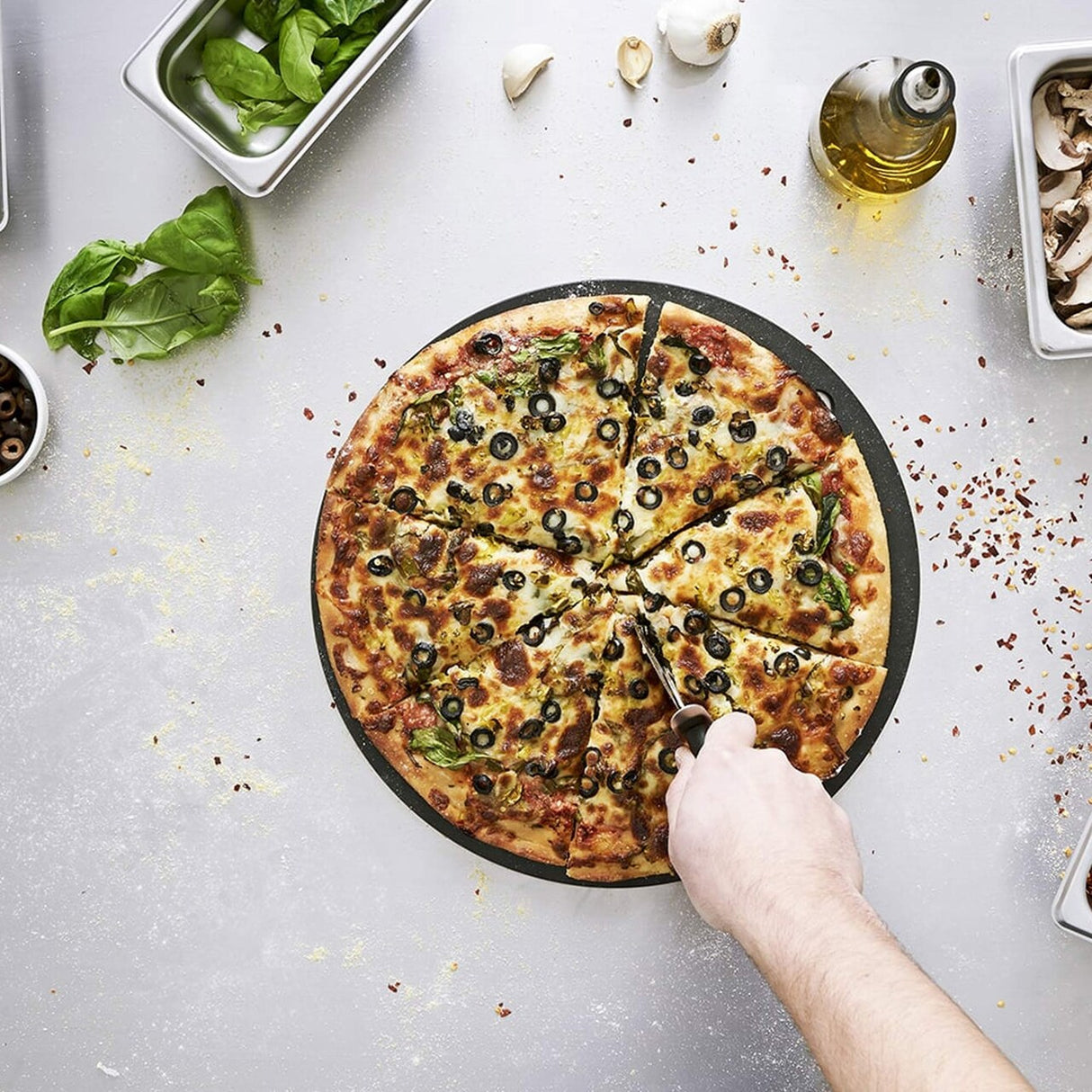 8" Round Pizza Board Paper Composite Slate