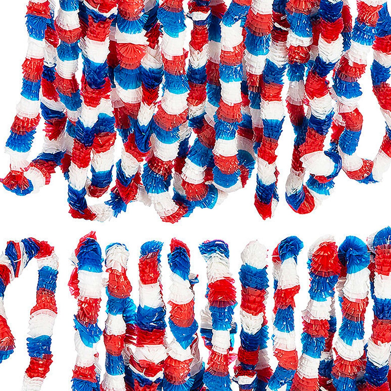 36" Bulk 48 Pieces Patriotic Red, White & Blue Tri-Color Plastic Leis