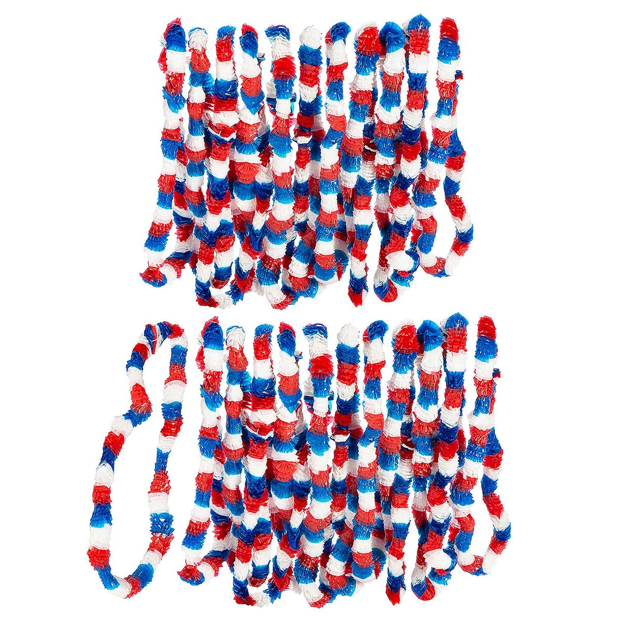 36" Bulk 48 Pieces Patriotic Red, White & Blue Tri-Color Plastic Leis
