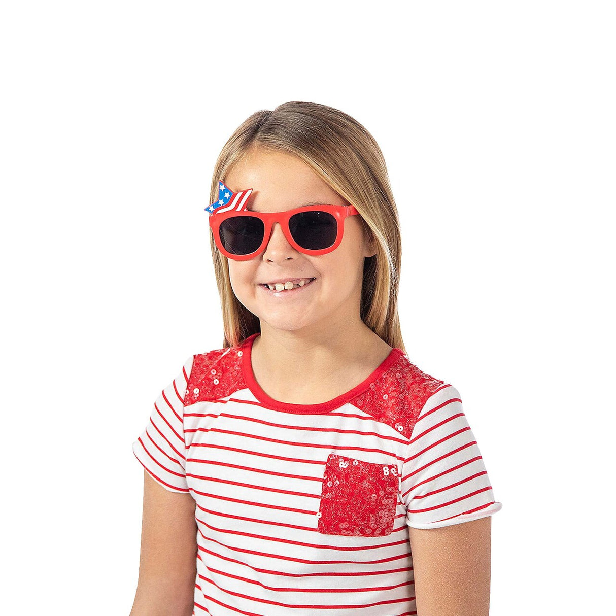 5" x 2 3/4" Kids Patriotic Star Red & Blue Plastic Novelty Sunglasses 12 Pieces