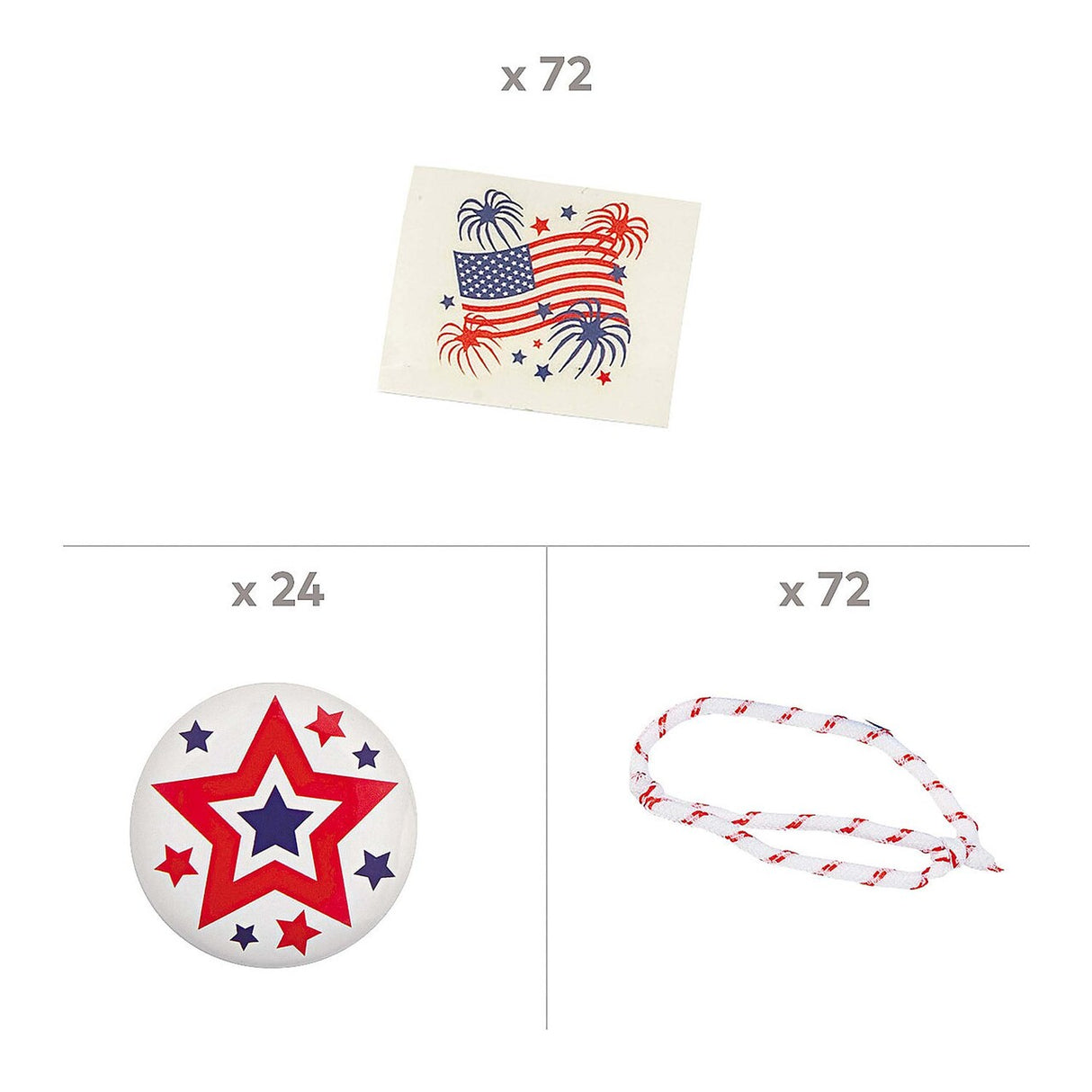 Bulk 168 Pieces Value Patriotic Jewelry & Wearables Kit