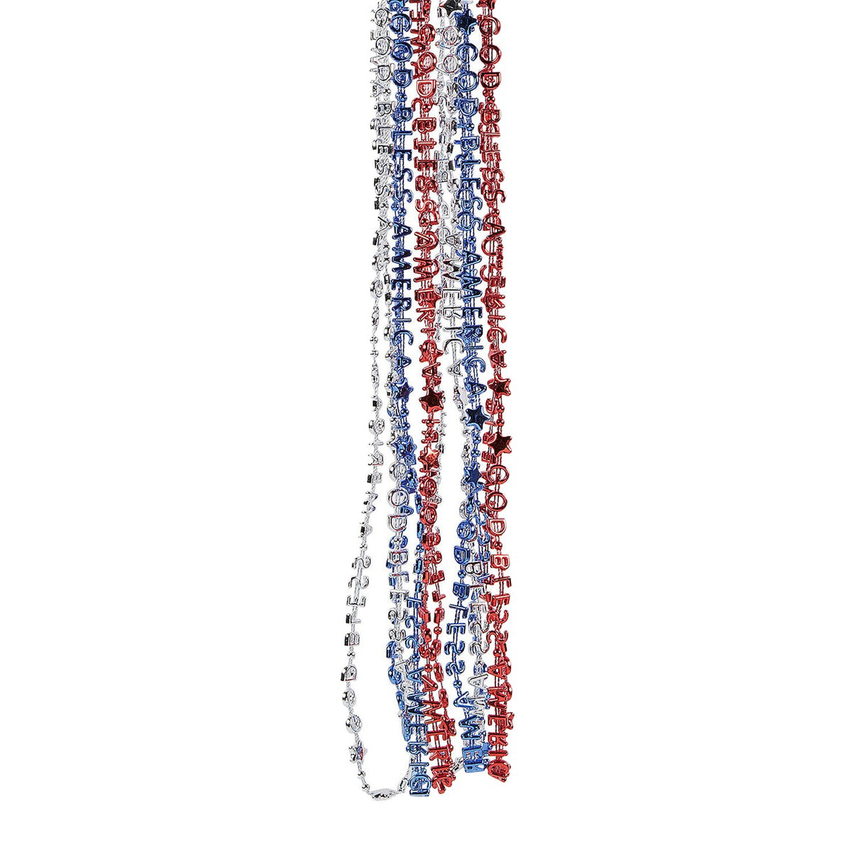 30" Bulk 48 Pieces Patriotic Religious "God Bless America" Beaded Necklaces