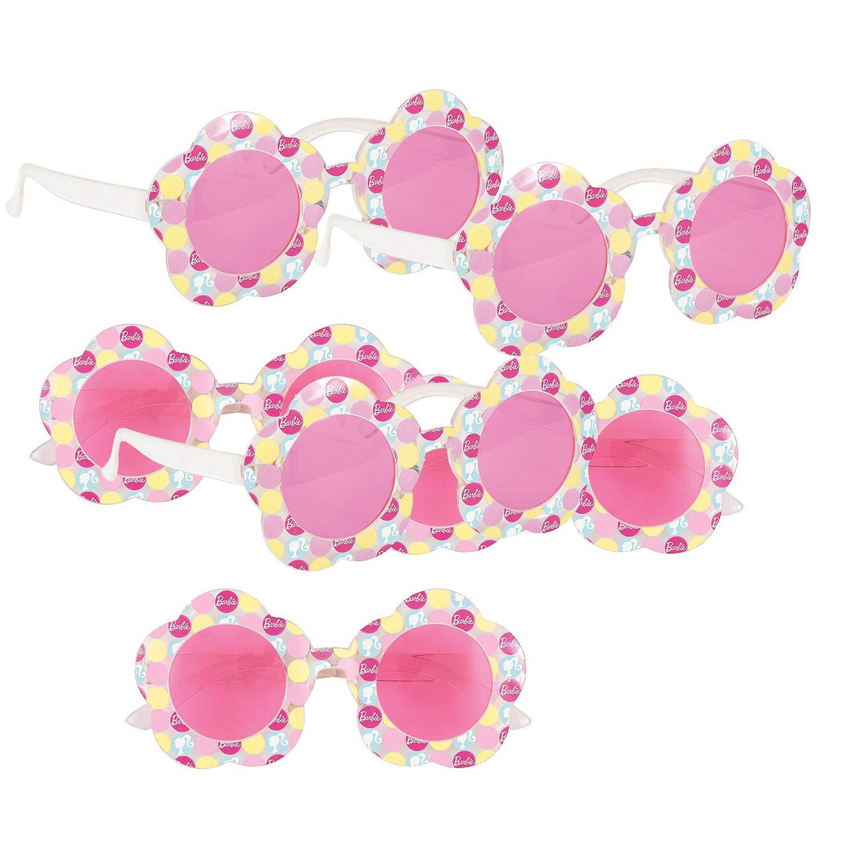 Barbie Flower-Shaped Pink Glasses – Set of 4