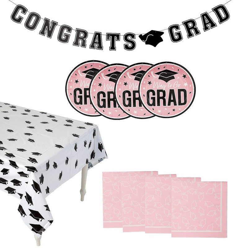 102 Pieces Graduation Party Solid Color Dessert Disposable Tableware Kit for 50 Guests