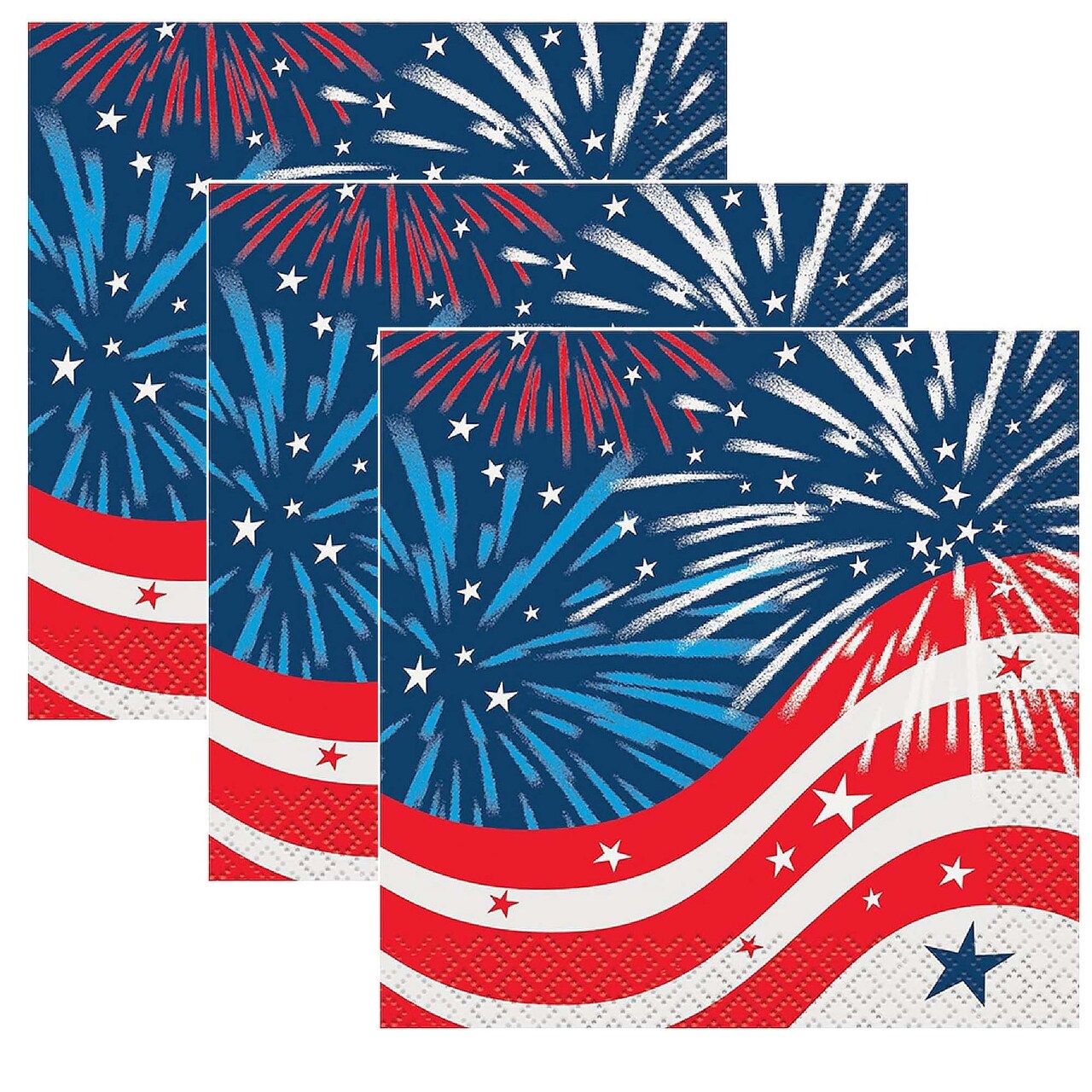 Patriotic Fireworks 4th of July Beverage Napkins 16ct