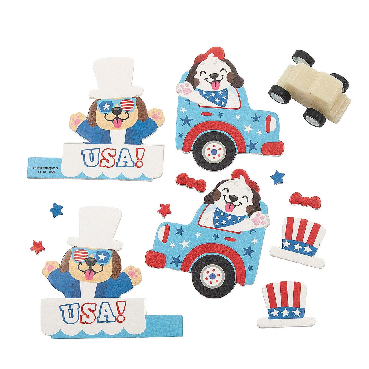 4 1/2" x 3 1/4" 4th of July Parade Float Pull-Back Craft Kit Makes 12
