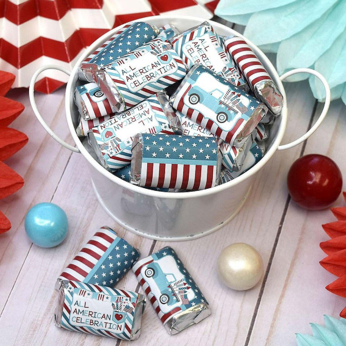 AmandaCreation All American Mini Candy Bar Wrappers 45 Pieces
