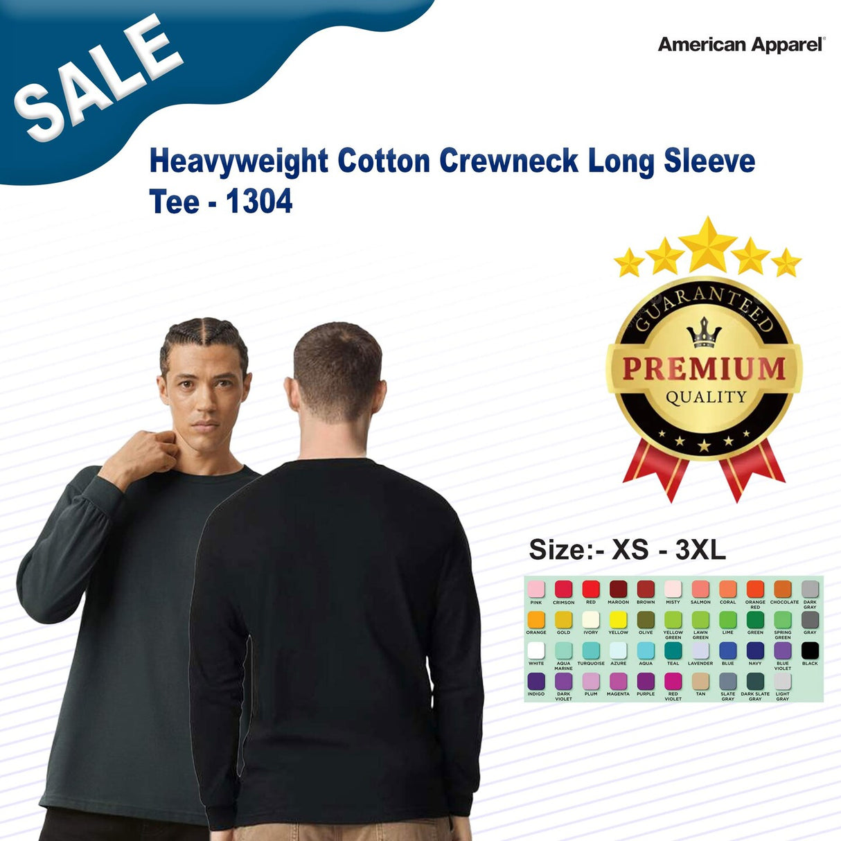 American Apparel® Heavyweight Cotton Crewneck Long Sleeve Tee