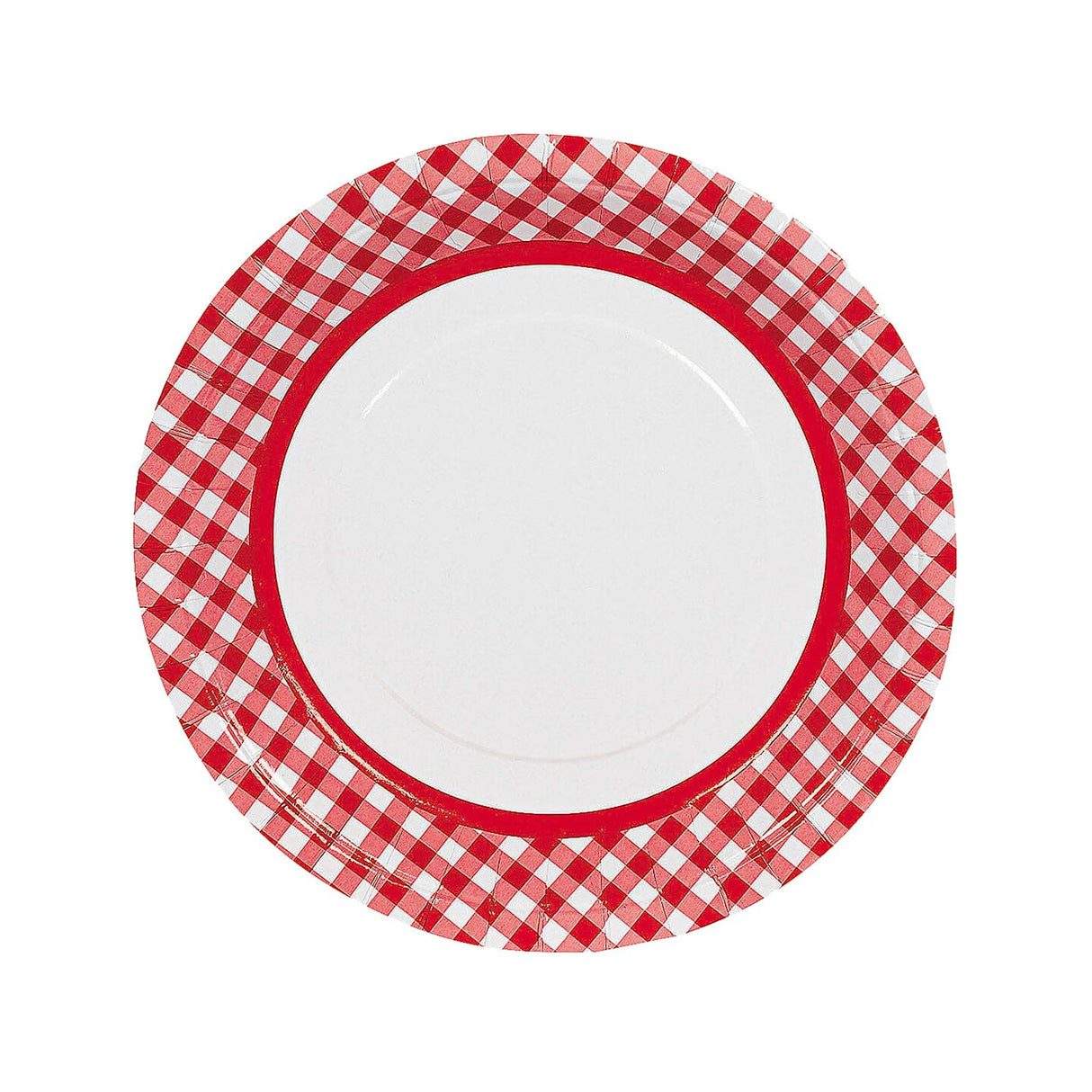 4th of July Red Gingham Paper Dinner Plates 24 Count