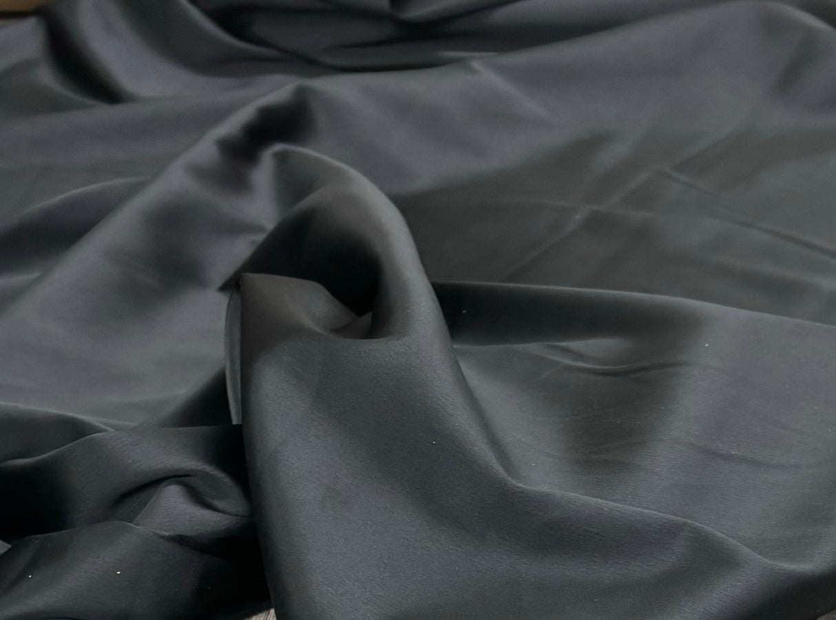 Stretch Peau De Soie Polyester Spandex Fabric - Black, 60" Width (1 Yard)