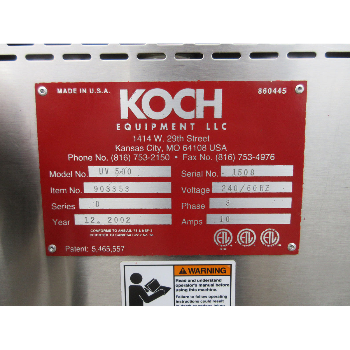 Koch UV500 Vacuum Pack Sealer, Used Excellent Condition
