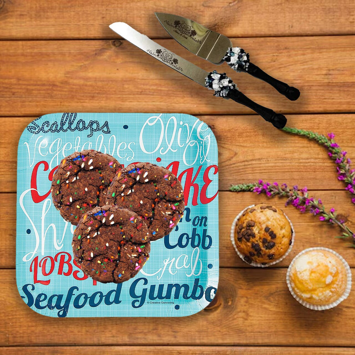 8 Ct. 7" x 7" Clambake Square Paper Dessert Plates