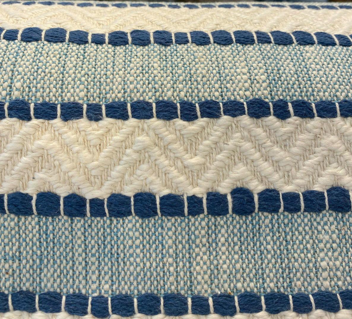 Waverly Inca Trail Cotton Upholstery Fabric - Poolside Blue, Stripe, Texture, Chevron, 54" Width (1 Yard)