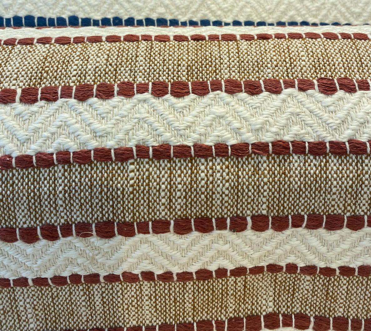 Inca Trail Cotton Upholstery Fabric - Cinnabar Rust Red, Stripe, Texture, Chevron, 54" Width (1 Yard)