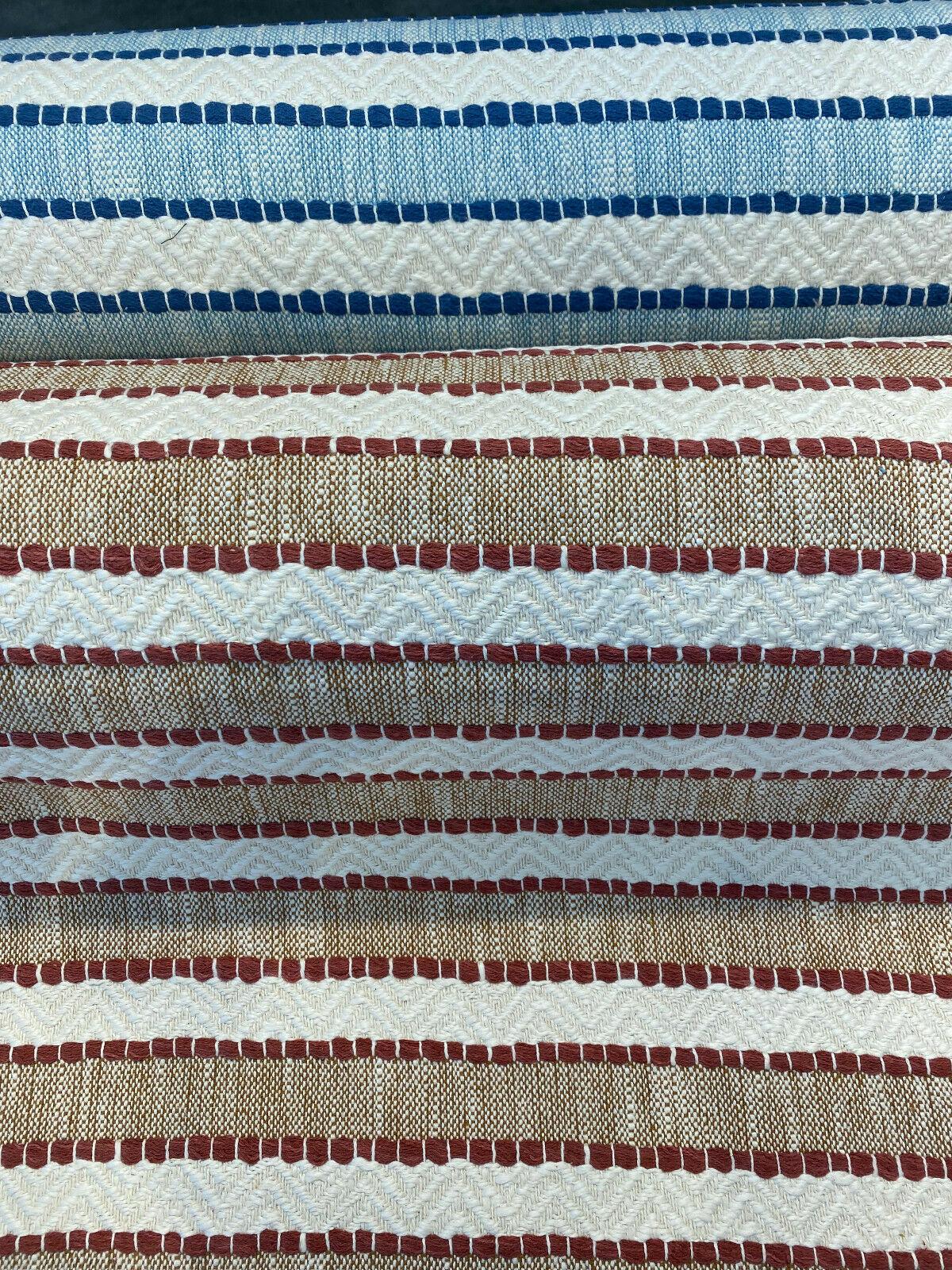 Inca Trail Cotton Upholstery Fabric - Cinnabar Rust Red, Stripe, Texture, Chevron, 54" Width (1 Yard)