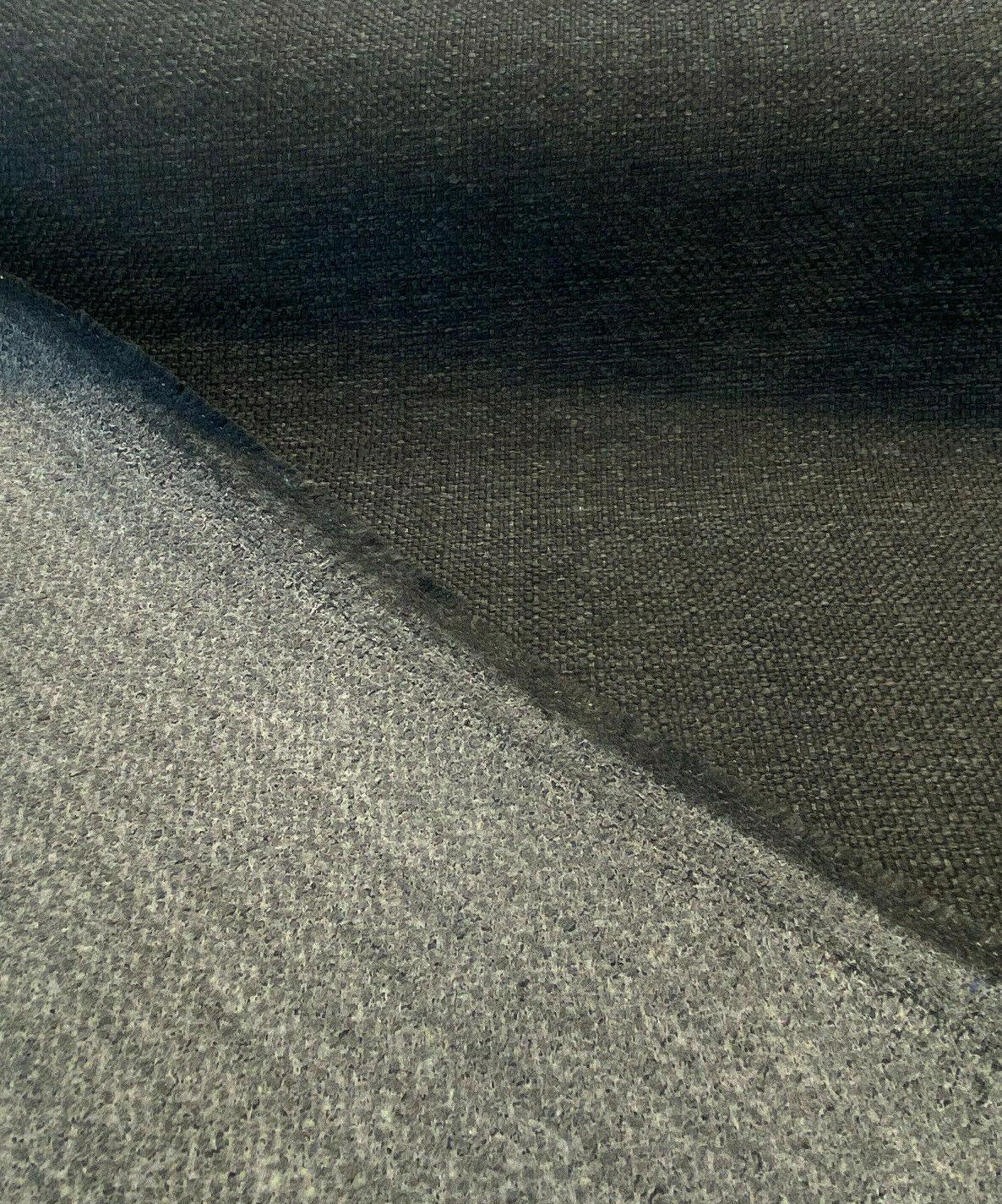 Sampson Chenille Polypropylene Fabric - Black Noir Solid Upholstery, 58" Width (1 Yard)