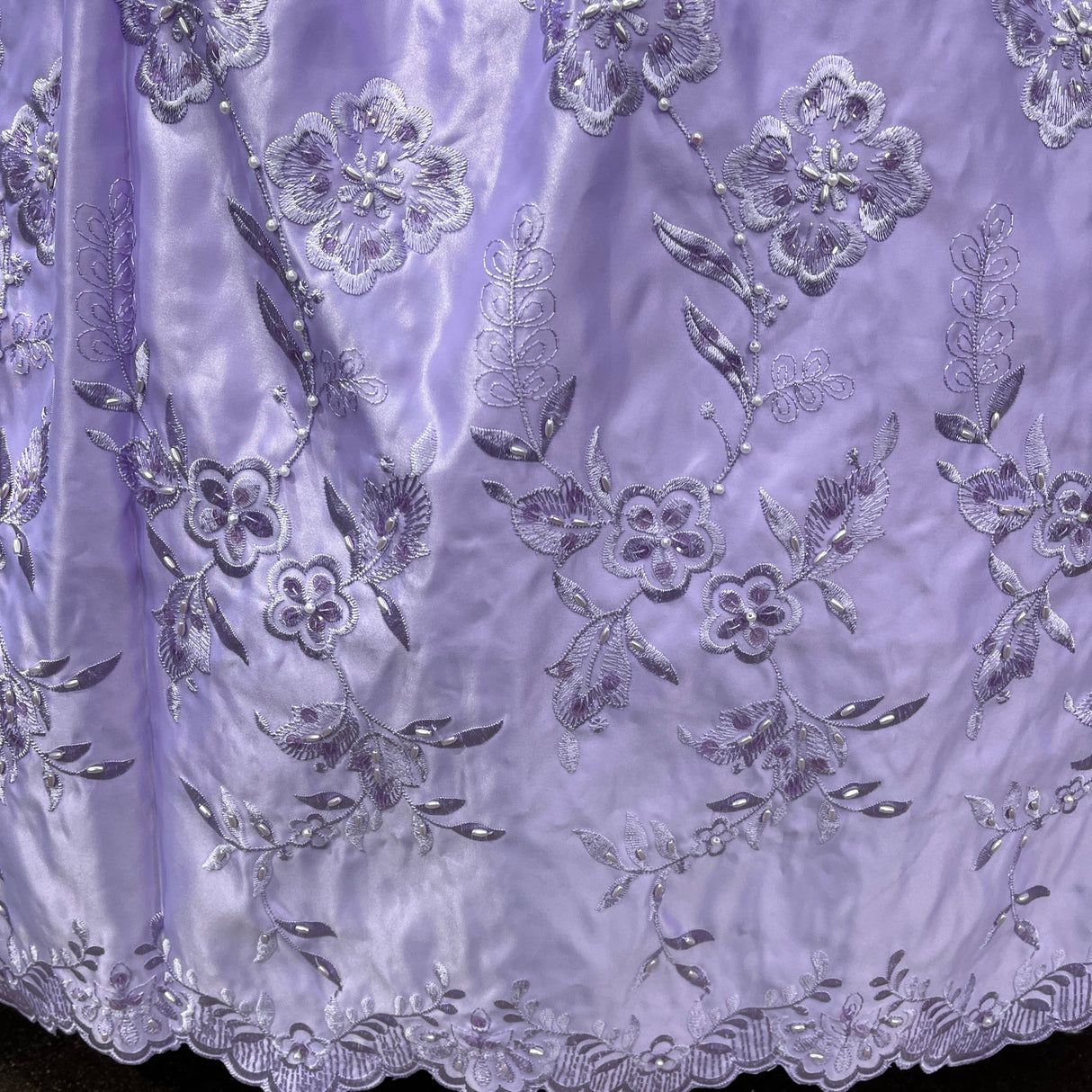 Beaded Bridal Lace Fabric on Satin