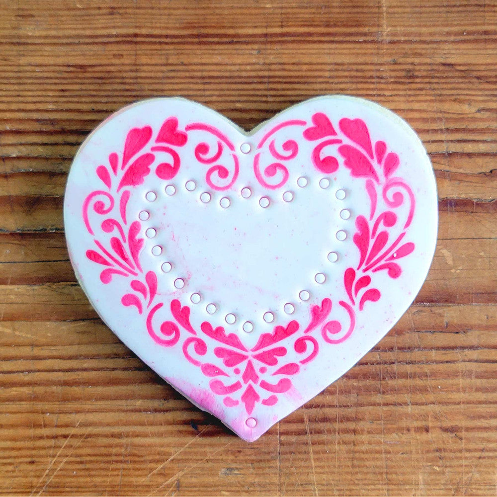 Designer Stencils Delft Heart Cookie Stencil