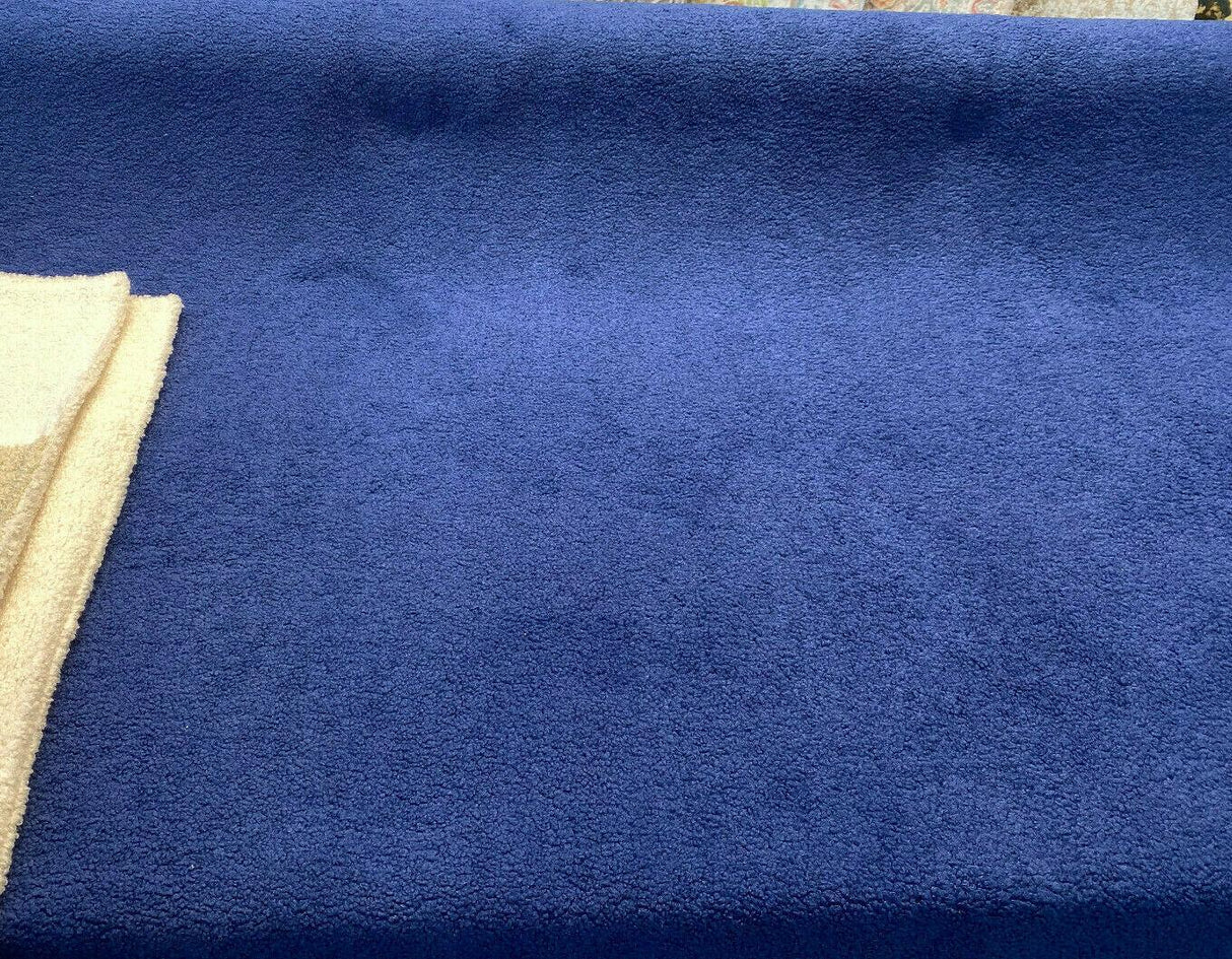 Fuzzy Wooly Boucle 100 Percent Polyester Fabric - Sapphire Blue Boucle, 54" Width (1 Yard)