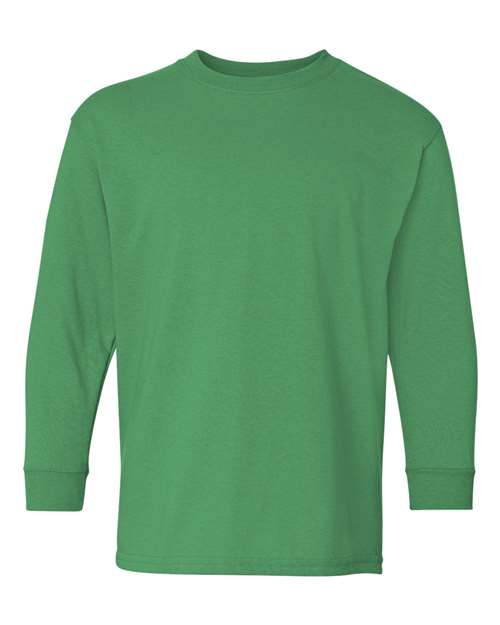 12 Pack : Gildan® Heavy Cotton Youth Crewneck Long Sleeve T-Shirt