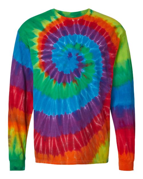 Multi-Color Spiral Tie-Dyed Long Sleeve T-Shirt