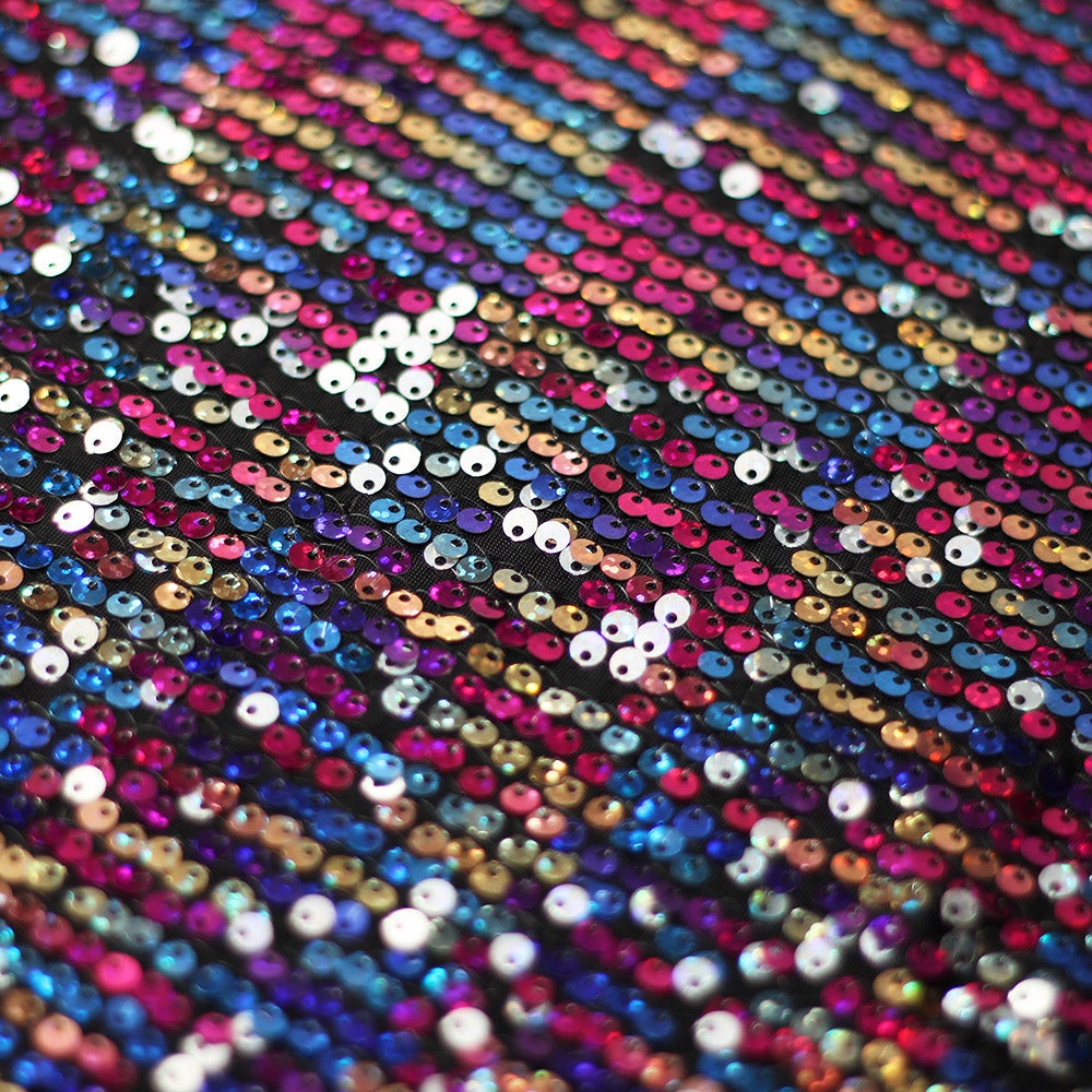 Razzle Sequins Polyester Spandex Fabric - Multiple Colors, Round Sequins, 52-54" Width, 200 GSM (1 Yard)