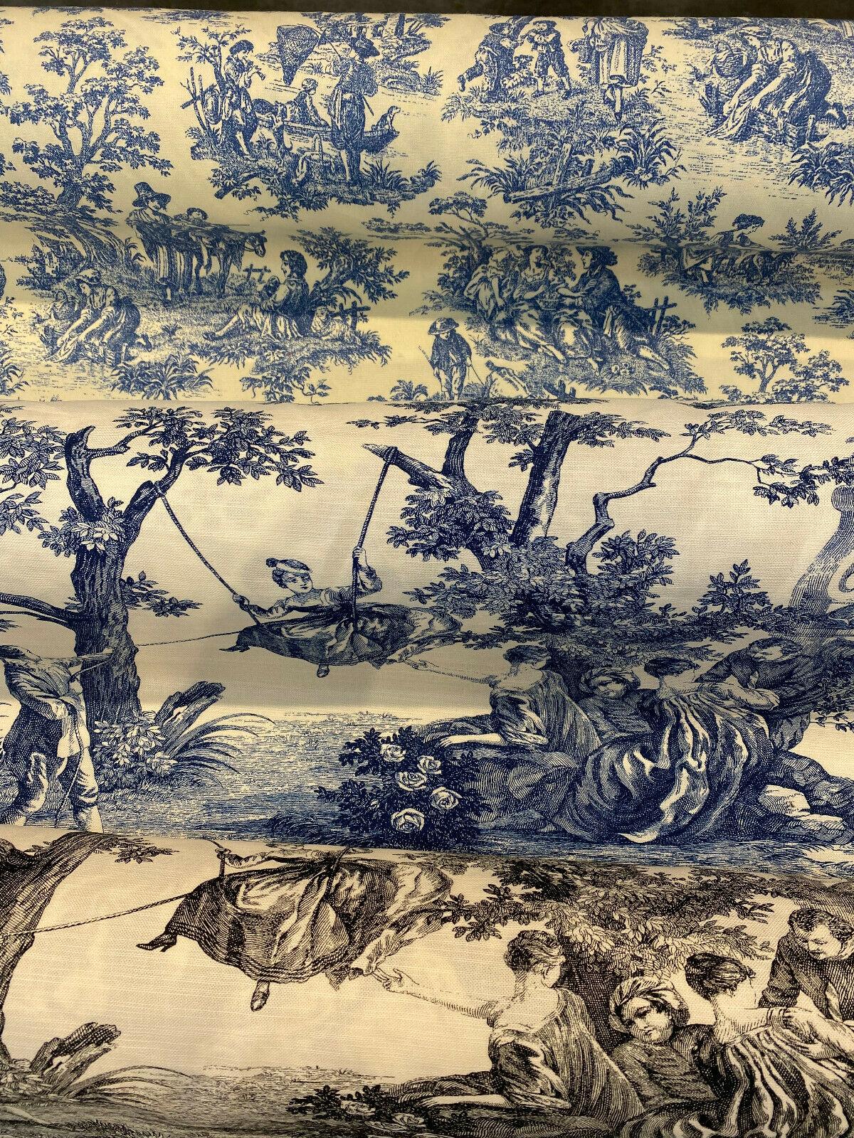 Waverly Toile Idyllic Days 100 Percent Cotton Fabric - Black Noir, White/Off White Toile, 54" Width (By The Yard)
