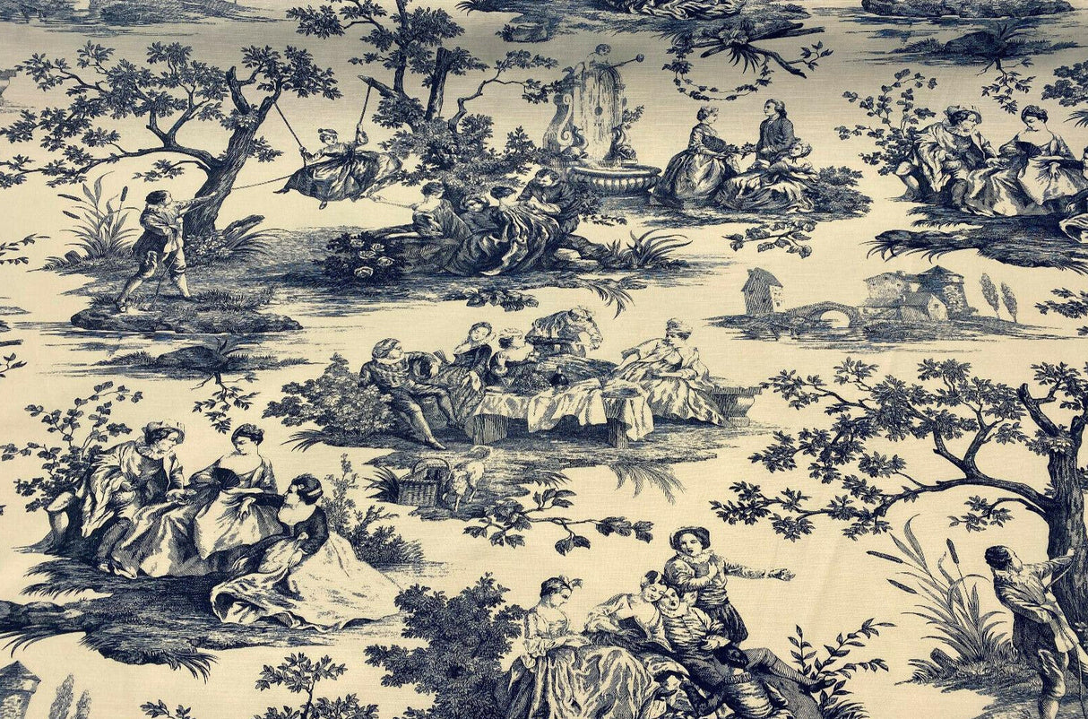 Idyllic Days Cotton Fabric - Blue Sapphire Toile, 54" Width (1 Yard)