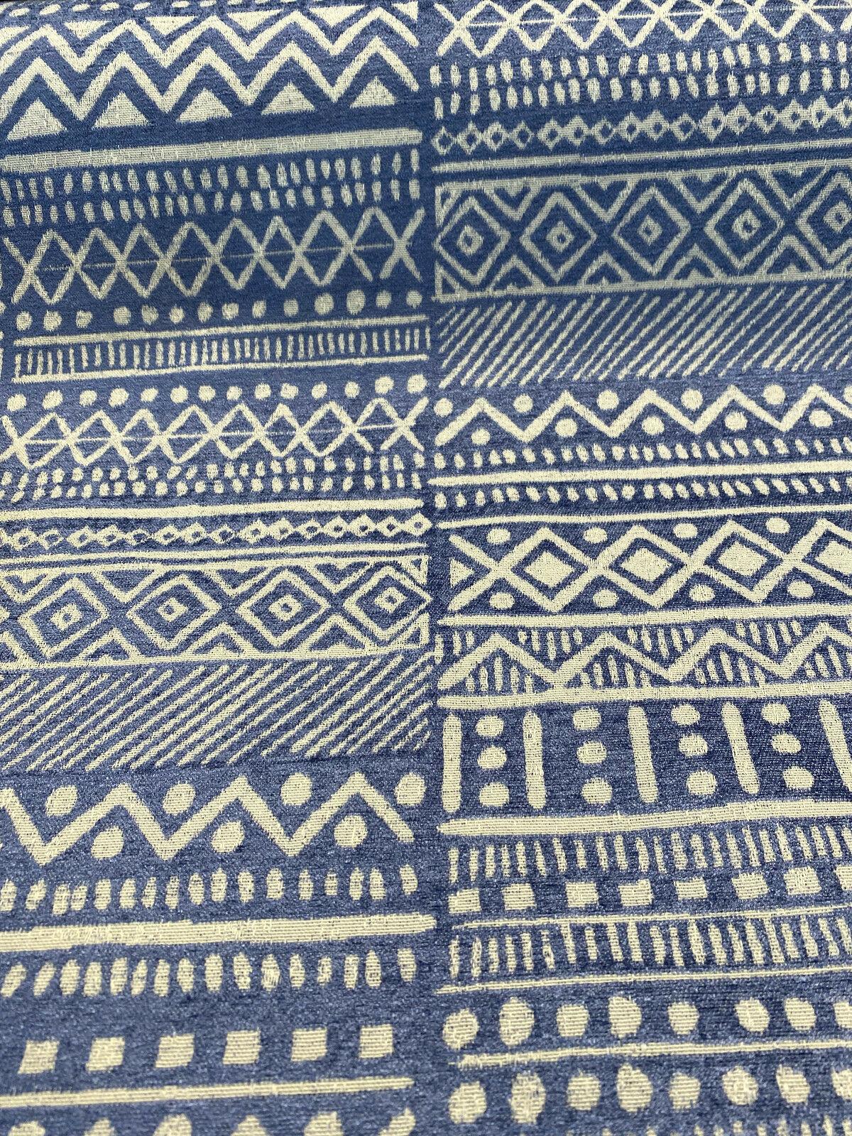 P Kaufmann Chenille Fabric - Blue Lapis Bamako Stripe, 54" Width (1 Yard)