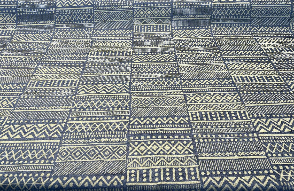 P Kaufmann Chenille Fabric - Blue Lapis Bamako Stripe, 54" Width (1 Yard)