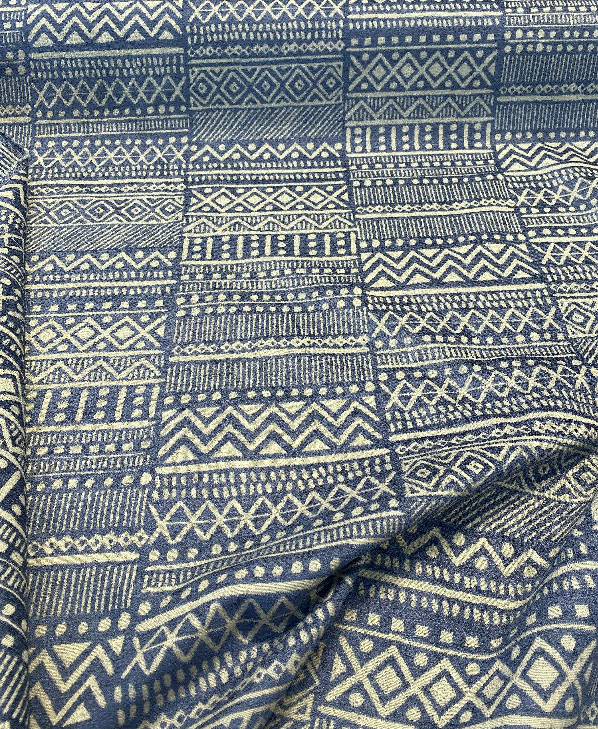 P Kaufmann Chenille Fabric - Blue Lapis Bamako Stripe, 54" Width (1 Yard)