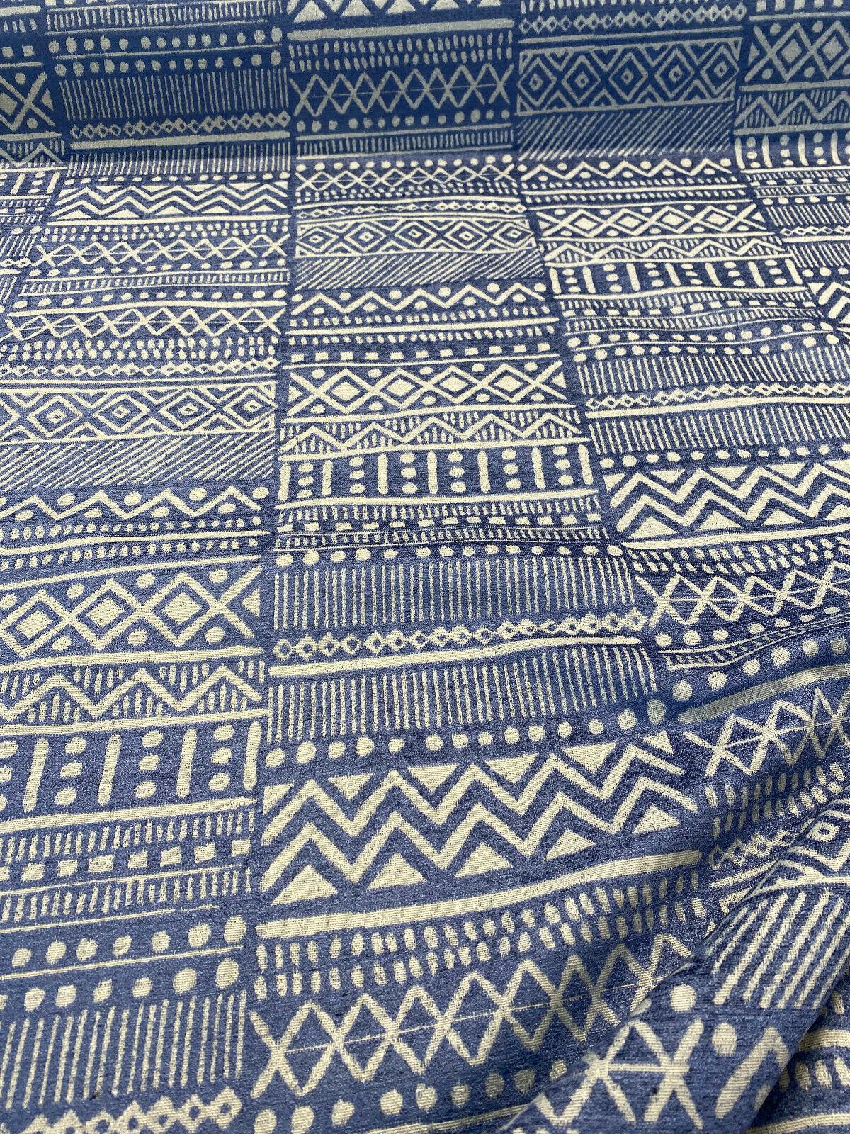 P Kaufmann Chenille Fabric - Blue Lapis Bamako Stripe, 54" Width (1 Yard)