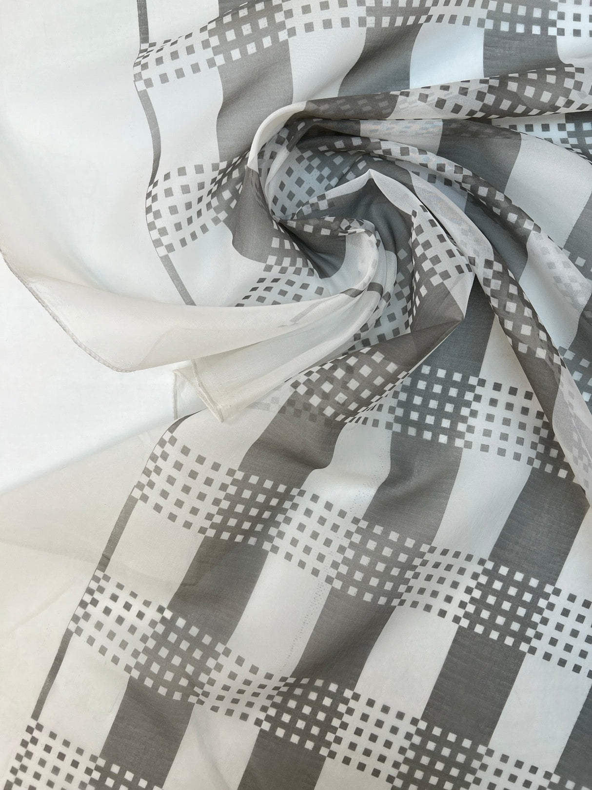 Polyester Organza Printed White Gray