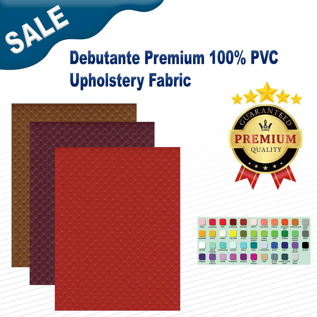 1 Yard Debutante Premium 100% PVC Upholstery Fabric