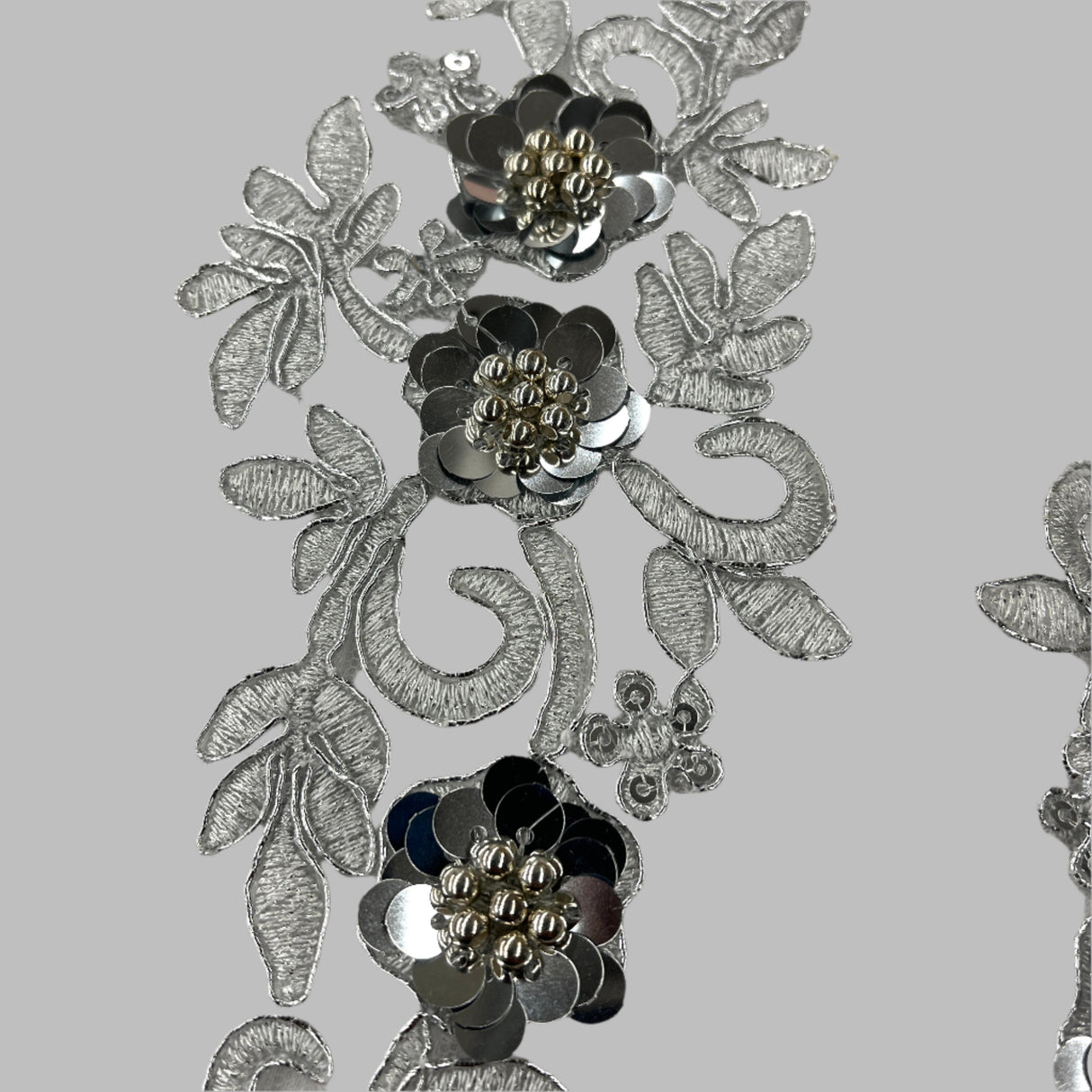 Beaded Corded Floral 3D Lace Applique