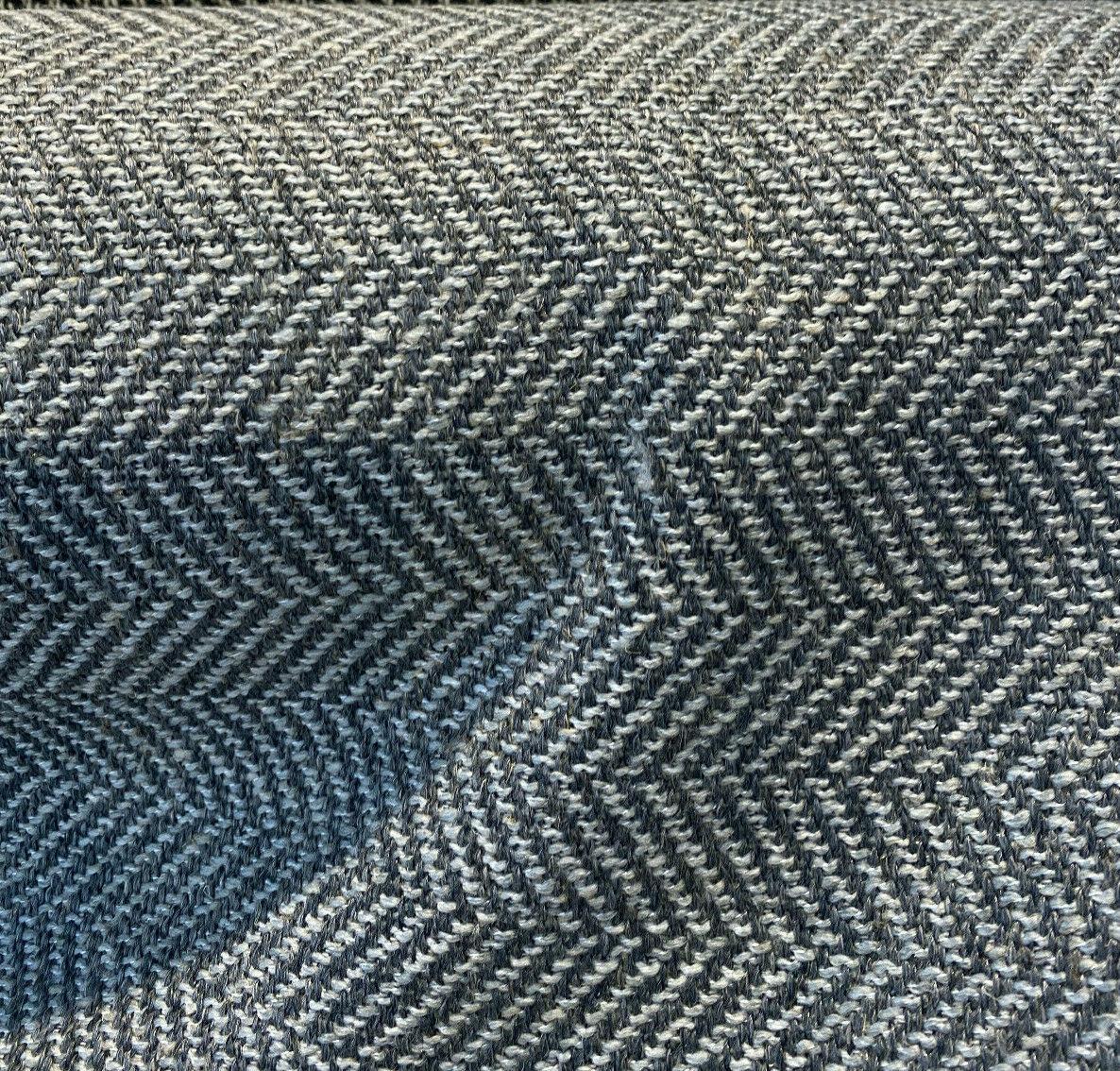 Native Herringbone Chenille Upholstery Fabric - Flannel Gray And Charcoal Herringbone, 56" Width, 2.4" Vertical Repeat (1 Yard)
