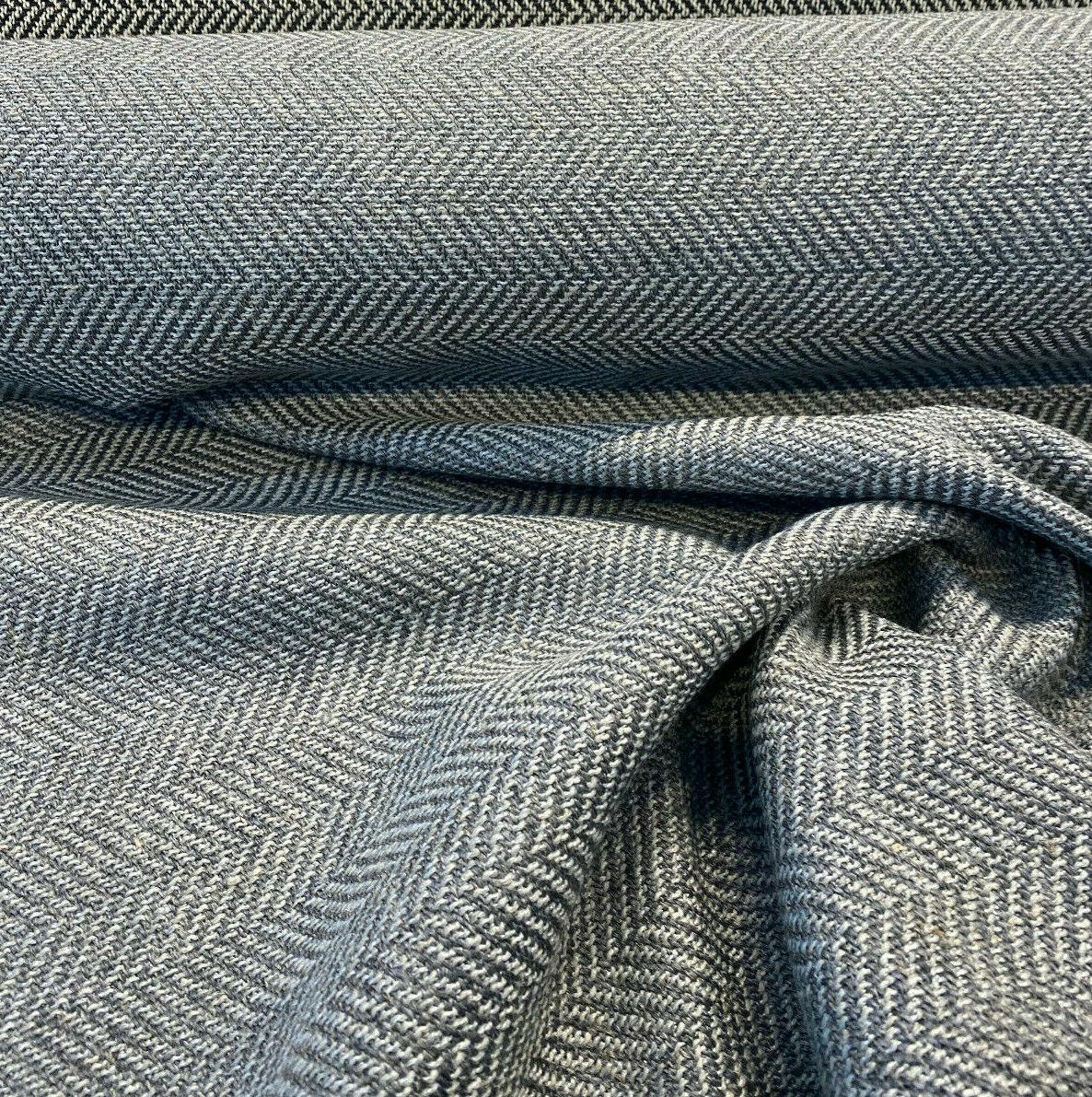 Native Herringbone Chenille Upholstery Fabric - Flannel Gray And Charcoal Herringbone, 56" Width, 2.4" Vertical Repeat (1 Yard)