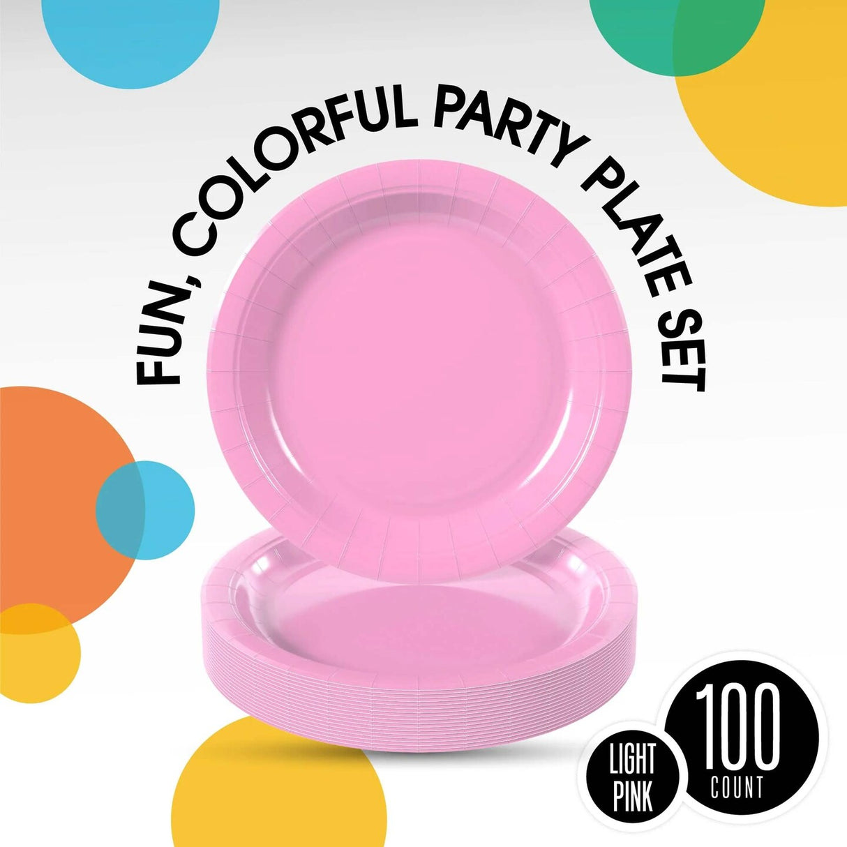 100 Count Pink Paper Plates 7 Inch Disposable Durable Supplies for Parties & Events