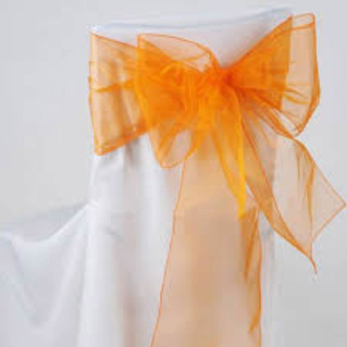 10 Pieces Angle End Organza Chair Sashes 12 by 116 inches Tangerine
