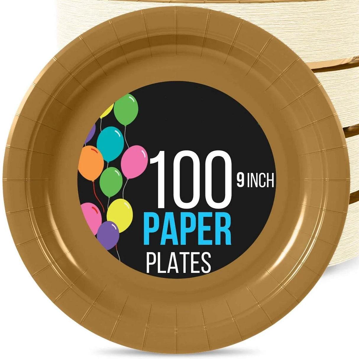 Bulk 9 Inch Gold Paper Plates Disposable Plates for Parties Weddings and Catering