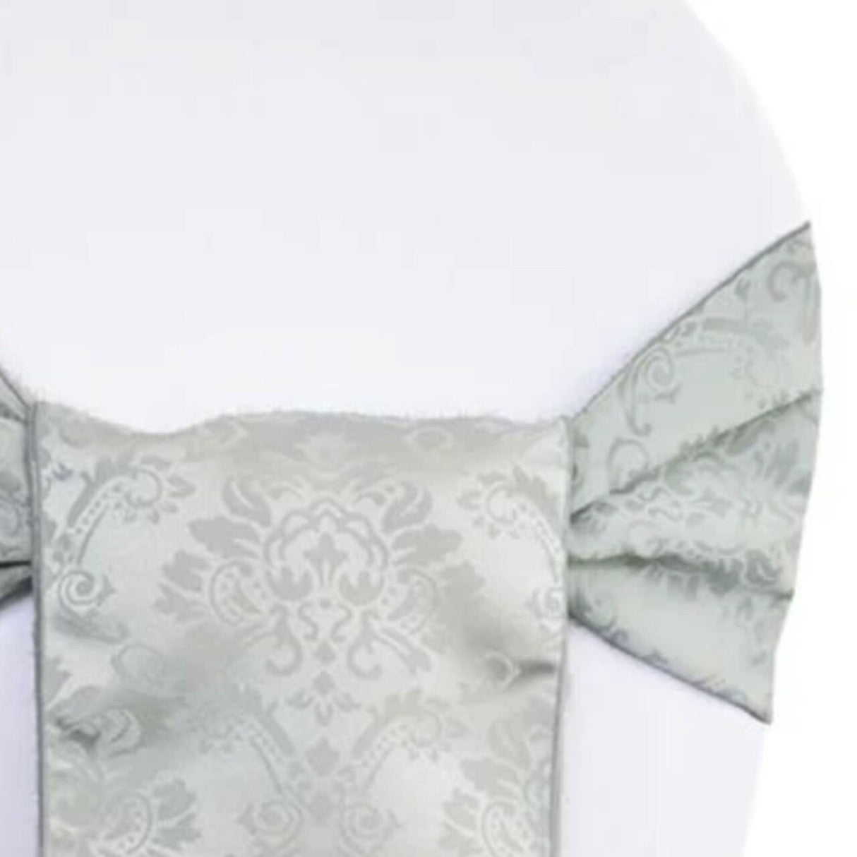 10 Pieces Silver Marquis Damask Jacquard Chair Sashes, 7.5"x108" Elegant Wedding & Event Decor