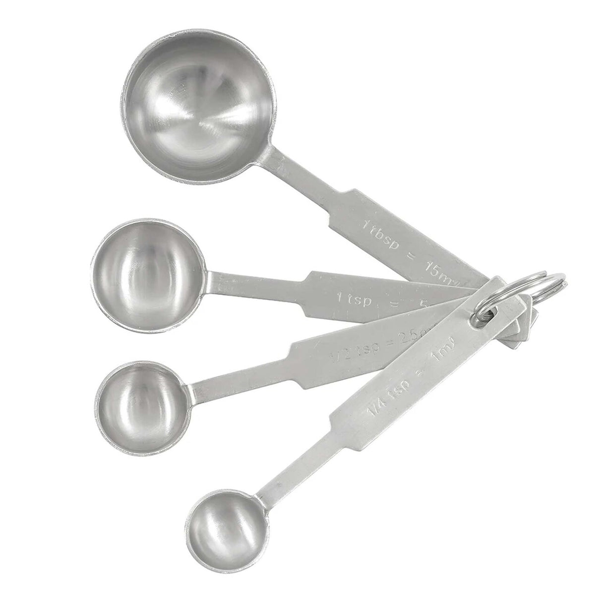 4 Piece Deluxe Measuring Spoon Set Stainless Steel with Keyring
