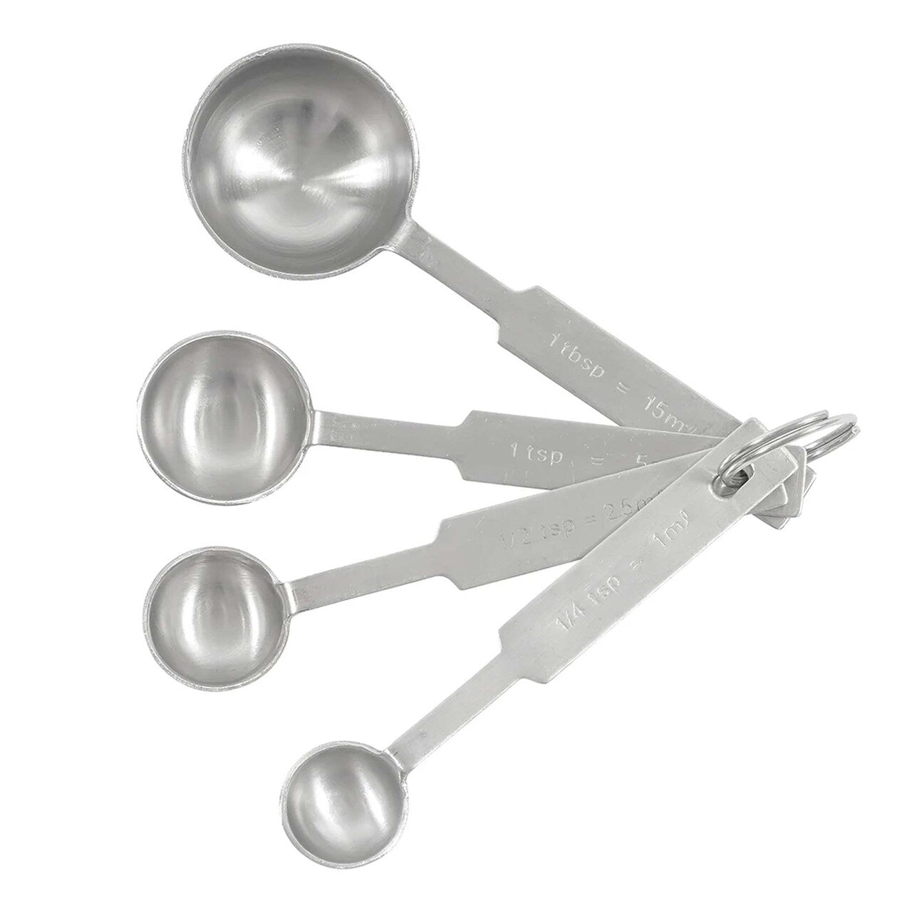 4 Piece Deluxe Measuring Spoon Set Stainless Steel with Keyring