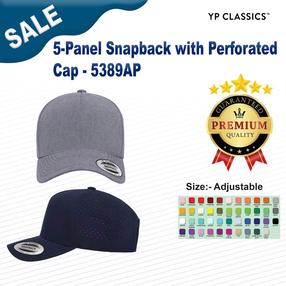 YP Classics® 5-Panel Snapback with Perforated Cap