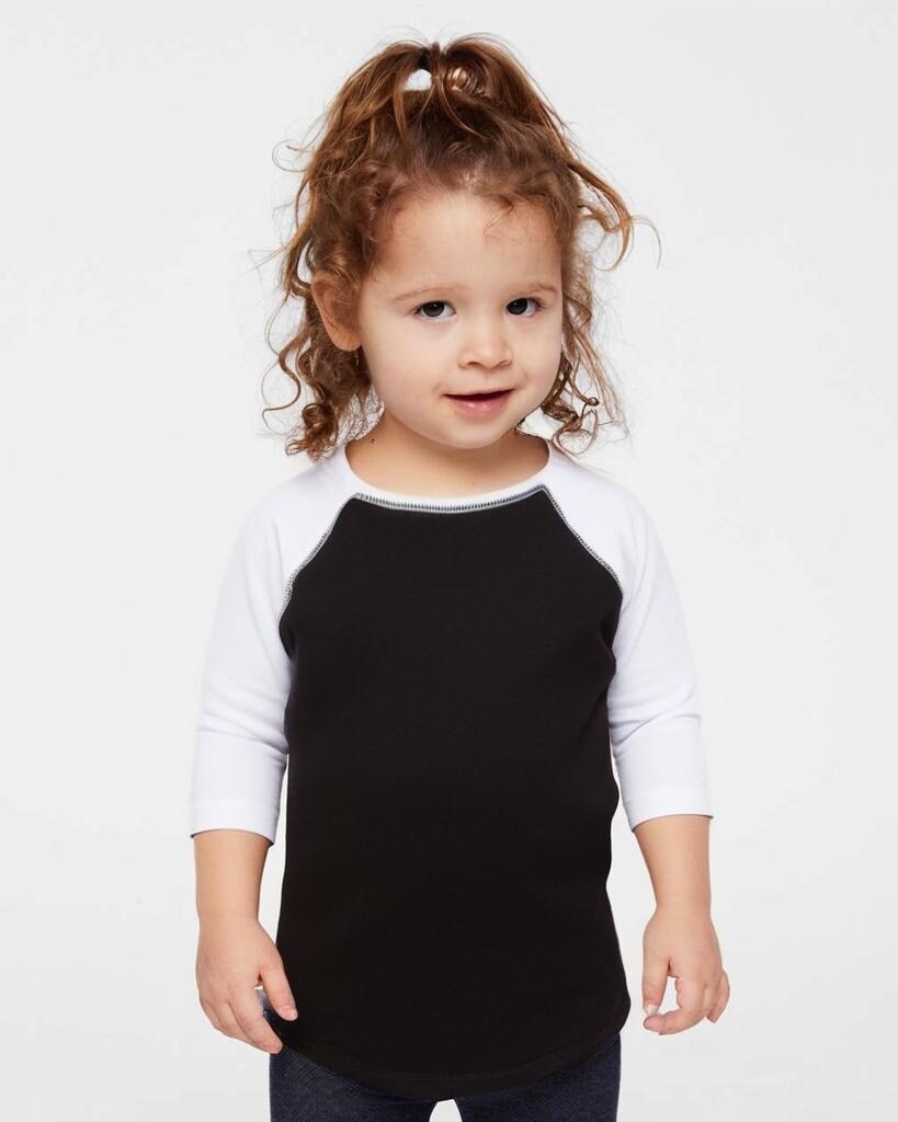 RADYAN® Toddler Baseball Fine Jersey Three Quarter Sleeve Tee - 3330