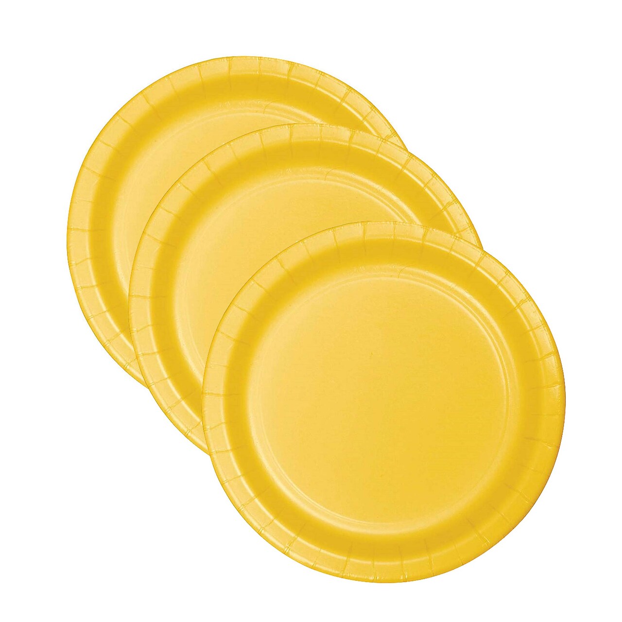 7" School Bus Yellow Round Paper Dessert Plates – 24 Count