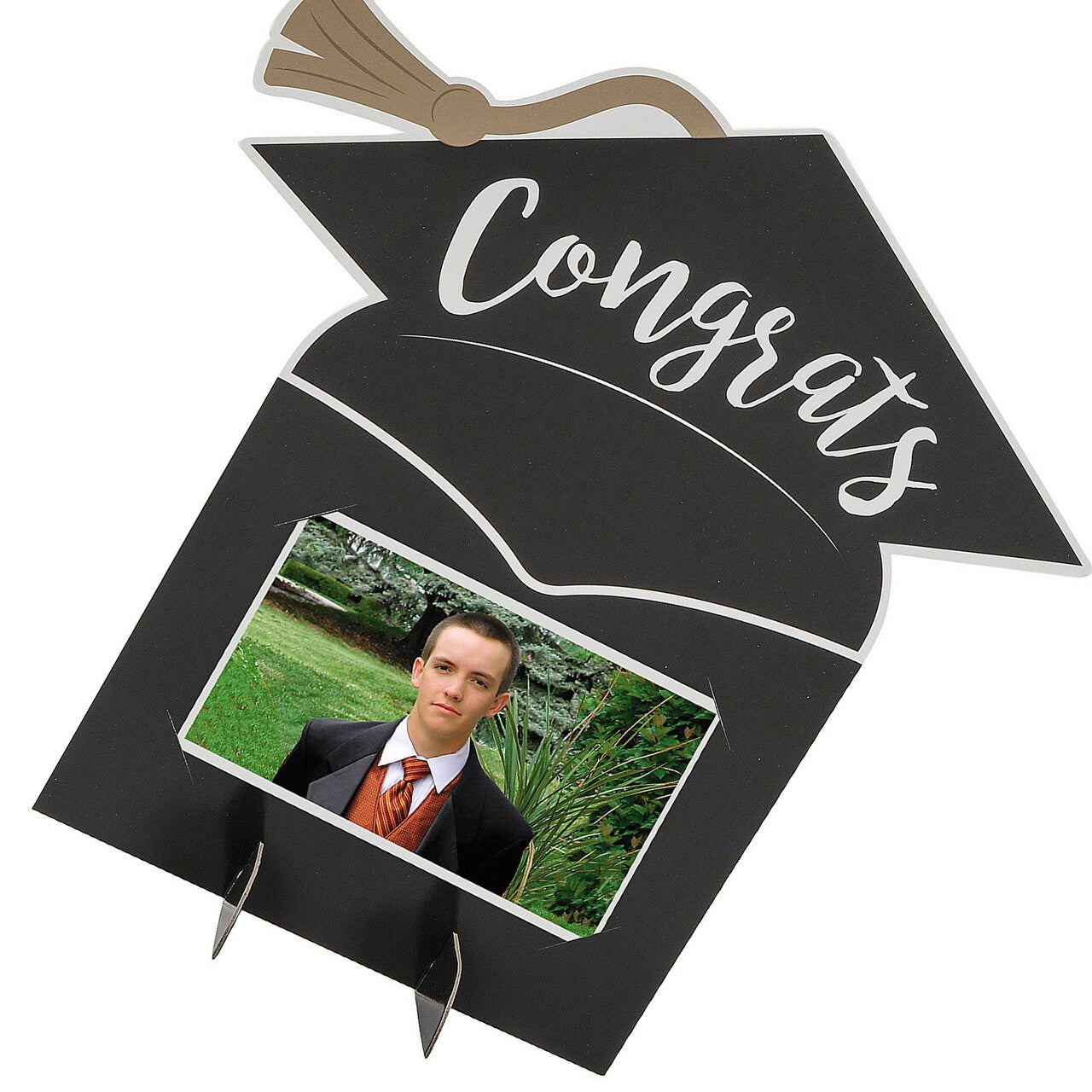 Congrats Grad Mortarboard Photo Frame Centerpiece – 11.5" x 12"